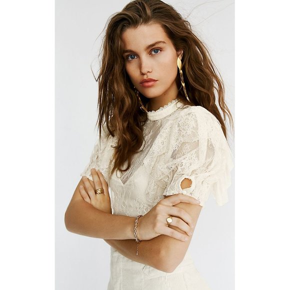 NEW Free People Secret Admirer Lace Blouse Top $98 - Picture 7 of 10
